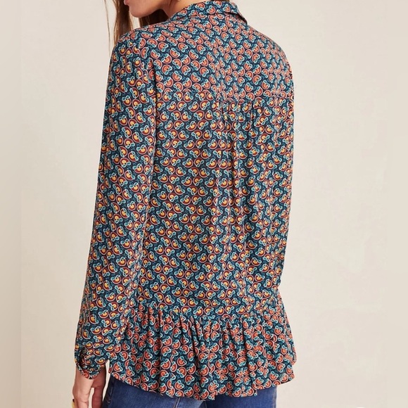 Maeve by Anthropologie Janice Peasant Blouse Floral Layered Boho Spring Size 2 - Picture 3 of 10